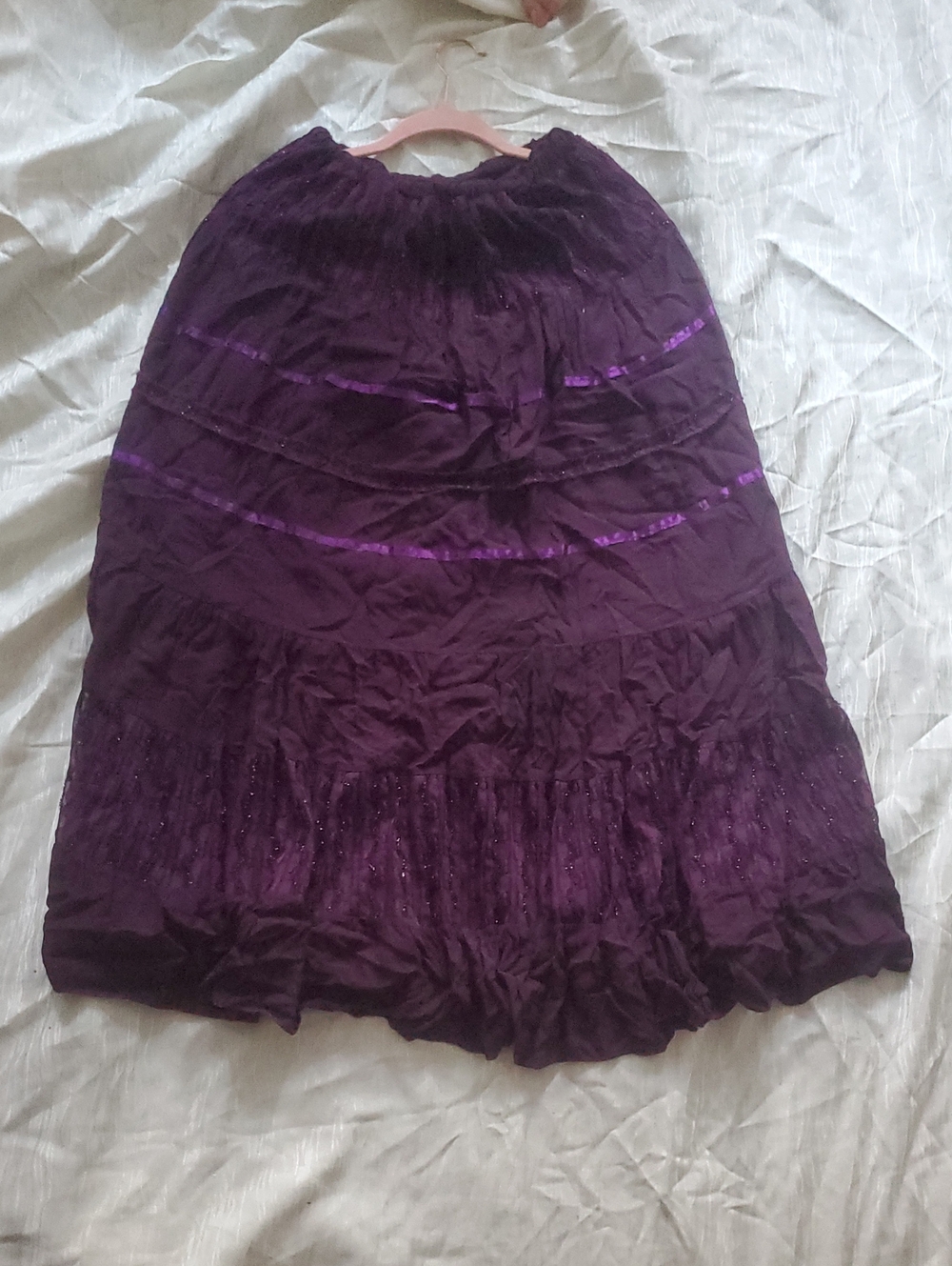 Purple Tiered Maxi Skirt - Unbranded